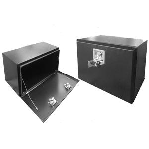 caja de herramientas debajo de la carrocería de acero